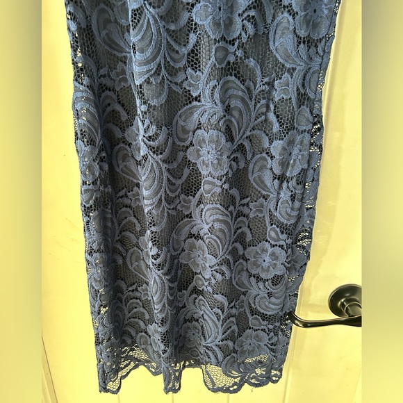 Women’s Navy Floral Dress Sz Large - Picture 4 of 9